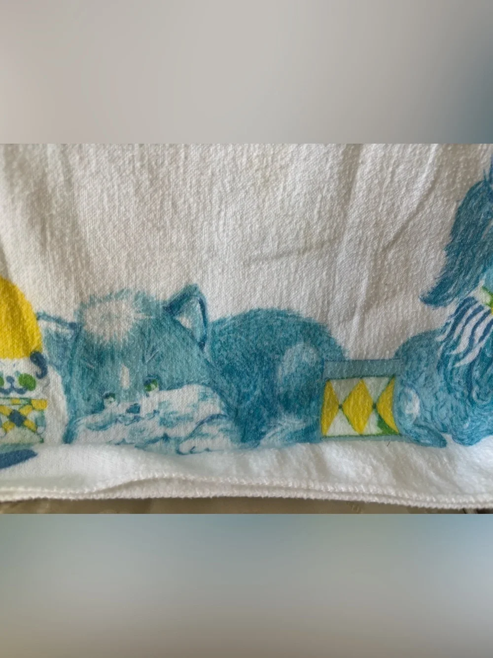 Vintage Kitten Puppy Baby Receiving Blanket Toy Soldier 43.5” x 23.5”